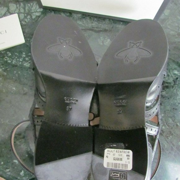 Gucci Iowa Queercore Block-heel Buckle Leather Brogue Shoes EU 37, US 36,5, UK 4 - Picture 10 of 11